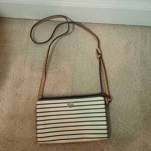 Tory Burch Black and White Striped Crossbody Bag